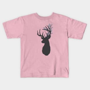 Stag silhouette with Leafy antlers Kids T-Shirt